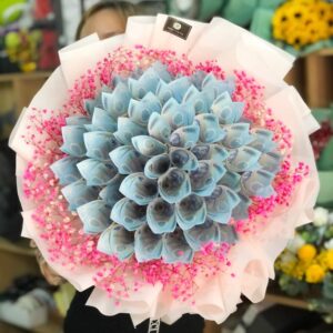 Bó hoa bằng tiền 50k tone đỏ